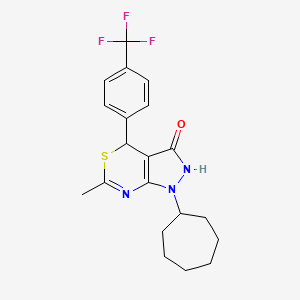 molecular formula C20H22F3N3OS B11061054 1-cycloheptyl-6-methyl-4-[4-(trifluoromethyl)phenyl]-1,4-dihydropyrazolo[3,4-d][1,3]thiazin-3(2H)-one 