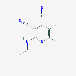 molecular formula C12H14N4 B11061056 5,6-Dimethyl-2-(propylamino)pyridine-3,4-dicarbonitrile 