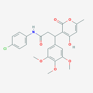 N-(4-chlorophenyl)-3-(4-hydroxy-6-methyl-2-oxo-2H-pyran-3-yl)-3-(3,4,5-trimethoxyphenyl)propanamide