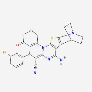 4-amino-8-(3-bromophenyl)-10-oxo-17-thia-5,15,19-triazahexacyclo[17.2.2.02,18.03,16.06,15.09,14]tricosa-2(18),3(16),4,6,9(14)-pentaene-7-carbonitrile