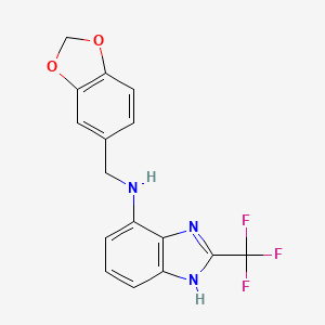 molecular formula C16H12F3N3O2 B11061183 N-(1,3-benzodioxol-5-ylmethyl)-2-(trifluoromethyl)-1H-benzimidazol-7-amine 