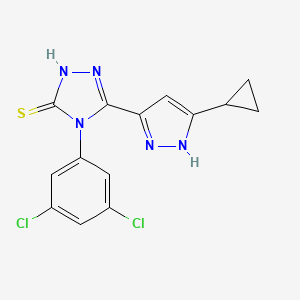 5-(3-cyclopropyl-1H-pyrazol-5-yl)-4-(3,5-dichlorophenyl)-4H-1,2,4-triazole-3-thiol