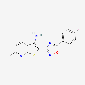 molecular formula C17H13FN4OS B11061189 2-[5-(4-Fluorophenyl)-1,2,4-oxadiazol-3-yl]-4,6-dimethylthieno[2,3-b]pyridin-3-amine 