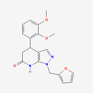 molecular formula C19H19N3O4 B11061193 4-(2,3-dimethoxyphenyl)-1-(furan-2-ylmethyl)-1,4,5,7-tetrahydro-6H-pyrazolo[3,4-b]pyridin-6-one 