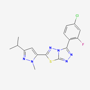 3-(4-chloro-2-fluorophenyl)-6-[1-methyl-3-(propan-2-yl)-1H-pyrazol-5-yl][1,2,4]triazolo[3,4-b][1,3,4]thiadiazole