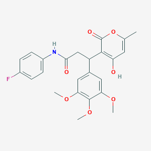 N-(4-fluorophenyl)-3-(4-hydroxy-6-methyl-2-oxo-2H-pyran-3-yl)-3-(3,4,5-trimethoxyphenyl)propanamide