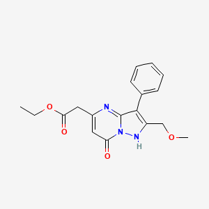 molecular formula C18H19N3O4 B11061243 Ethyl [2-(methoxymethyl)-7-oxo-3-phenyl-4,7-dihydropyrazolo[1,5-a]pyrimidin-5-yl]acetate 