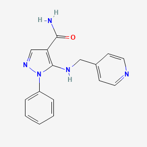 molecular formula C16H15N5O B11061287 1-phenyl-5-[(pyridin-4-ylmethyl)amino]-1H-pyrazole-4-carboxamide 