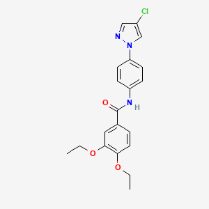 molecular formula C20H20ClN3O3 B11061301 N-[4-(4-chloro-1H-pyrazol-1-yl)phenyl]-3,4-diethoxybenzamide 