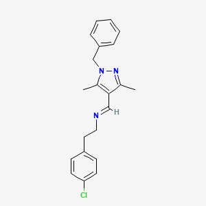 N-[(E)-(1-benzyl-3,5-dimethyl-1H-pyrazol-4-yl)methylidene]-2-(4-chlorophenyl)ethanamine