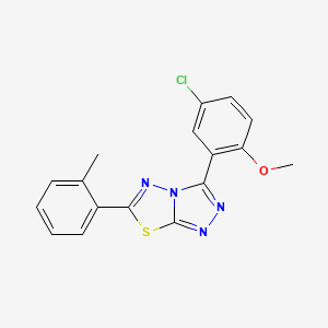 molecular formula C17H13ClN4OS B11061394 3-(5-Chloro-2-methoxyphenyl)-6-(2-methylphenyl)[1,2,4]triazolo[3,4-b][1,3,4]thiadiazole 