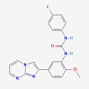 molecular formula C20H16FN5O2 B11061397 1-(4-Fluorophenyl)-3-[5-(imidazo[1,2-a]pyrimidin-2-yl)-2-methoxyphenyl]urea 