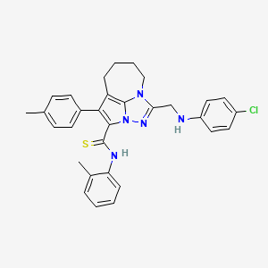 molecular formula C31H30ClN5S B11061401 1-{[(4-chlorophenyl)amino]methyl}-N-(2-methylphenyl)-4-(4-methylphenyl)-5,6,7,8-tetrahydro-2,2a,8a-triazacyclopenta[cd]azulene-3-carbothioamide 