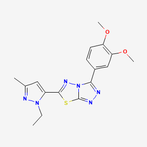 3-(3,4-dimethoxyphenyl)-6-(1-ethyl-3-methyl-1H-pyrazol-5-yl)[1,2,4]triazolo[3,4-b][1,3,4]thiadiazole