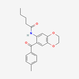 molecular formula C21H23NO4 B11061411 N-{7-[(4-methylphenyl)carbonyl]-2,3-dihydro-1,4-benzodioxin-6-yl}pentanamide 