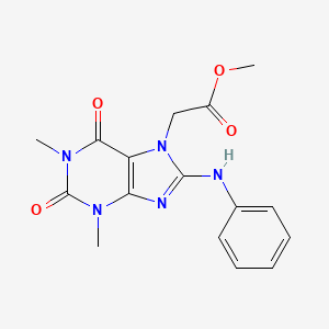 molecular formula C16H17N5O4 B11061450 methyl [1,3-dimethyl-2,6-dioxo-8-(phenylamino)-1,2,3,6-tetrahydro-7H-purin-7-yl]acetate 