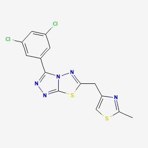 molecular formula C14H9Cl2N5S2 B11061468 3-(3,5-Dichlorophenyl)-6-[(2-methyl-1,3-thiazol-4-yl)methyl][1,2,4]triazolo[3,4-b][1,3,4]thiadiazole 