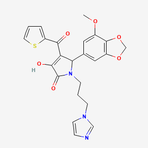 3-hydroxy-1-[3-(1H-imidazol-1-yl)propyl]-5-(7-methoxy-1,3-benzodioxol-5-yl)-4-(thiophen-2-ylcarbonyl)-1,5-dihydro-2H-pyrrol-2-one