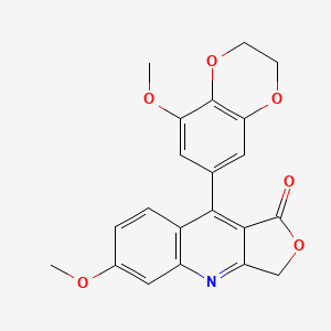 molecular formula C21H17NO6 B11061496 6-methoxy-9-(8-methoxy-2,3-dihydro-1,4-benzodioxin-6-yl)furo[3,4-b]quinolin-1(3H)-one 