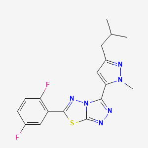 molecular formula C17H16F2N6S B11061543 6-(2,5-difluorophenyl)-3-[1-methyl-3-(2-methylpropyl)-1H-pyrazol-5-yl][1,2,4]triazolo[3,4-b][1,3,4]thiadiazole 