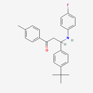 3-(4-Tert-butylphenyl)-3-[(4-fluorophenyl)amino]-1-(4-methylphenyl)propan-1-one