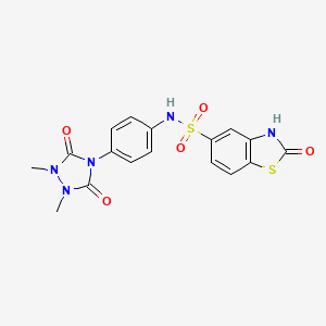 molecular formula C17H15N5O5S2 B11061590 N-[4-(1,2-dimethyl-3,5-dioxo-1,2,4-triazolidin-4-yl)phenyl]-2-oxo-2,3-dihydro-1,3-benzothiazole-5-sulfonamide 