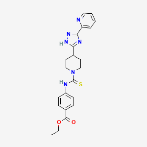 molecular formula C22H24N6O2S B11061606 ethyl 4-[({4-[5-(pyridin-2-yl)-4H-1,2,4-triazol-3-yl]piperidin-1-yl}carbonothioyl)amino]benzoate 