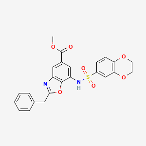 molecular formula C24H20N2O7S B11061624 Methyl 2-benzyl-7-[(2,3-dihydro-1,4-benzodioxin-6-ylsulfonyl)amino]-1,3-benzoxazole-5-carboxylate 