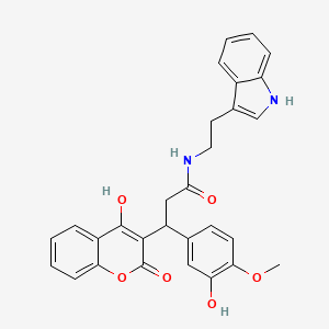 3-(3-hydroxy-4-methoxyphenyl)-3-(4-hydroxy-2-oxo-2H-chromen-3-yl)-N-[2-(1H-indol-3-yl)ethyl]propanamide