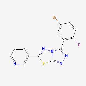 molecular formula C14H7BrFN5S B11061669 3-(5-Bromo-2-fluorophenyl)-6-(pyridin-3-yl)[1,2,4]triazolo[3,4-b][1,3,4]thiadiazole 