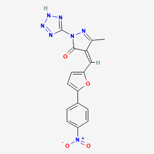 molecular formula C16H11N7O4 B11061683 (4Z)-5-methyl-4-{[5-(4-nitrophenyl)furan-2-yl]methylidene}-2-(1H-tetrazol-5-yl)-2,4-dihydro-3H-pyrazol-3-one 