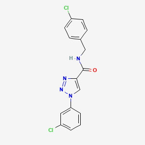 molecular formula C16H12Cl2N4O B11061691 1-(3-Chlorophenyl)-N-[(4-chlorophenyl)methyl]-1,2,3-triazole-4-carboxamide 