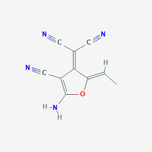 molecular formula C10H6N4O B11061718 [(2Z)-5-amino-4-cyano-2-ethylidenefuran-3(2H)-ylidene]propanedinitrile 