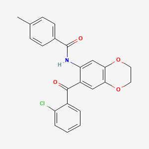 molecular formula C23H18ClNO4 B11061757 N-{7-[(2-chlorophenyl)carbonyl]-2,3-dihydro-1,4-benzodioxin-6-yl}-4-methylbenzamide 