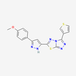 molecular formula C17H12N6OS2 B11061788 6-[5-(4-Methoxyphenyl)-1H-pyrazol-3-YL]-3-(3-thienyl)[1,2,4]triazolo[3,4-B][1,3,4]thiadiazole 