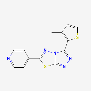 molecular formula C13H9N5S2 B11061823 4-[3-(3-Methylthiophen-2-yl)-[1,2,4]triazolo[3,4-b][1,3,4]thiadiazol-6-yl]pyridine 