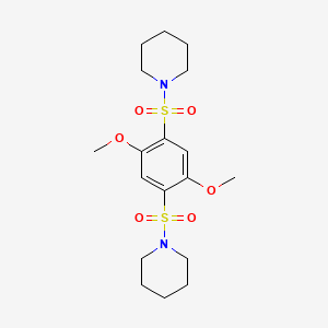 molecular formula C18H28N2O6S2 B11061845 1-{[2,5-Dimethoxy-4-(piperidinosulfonyl)phenyl]sulfonyl}piperidine 