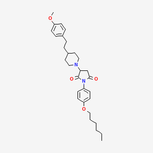 molecular formula C30H40N2O4 B11061850 1-[4-(Hexyloxy)phenyl]-3-{4-[2-(4-methoxyphenyl)ethyl]piperidin-1-yl}pyrrolidine-2,5-dione 