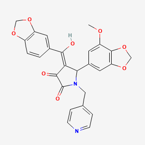 4-(1,3-benzodioxol-5-ylcarbonyl)-3-hydroxy-5-(7-methoxy-1,3-benzodioxol-5-yl)-1-(pyridin-4-ylmethyl)-1,5-dihydro-2H-pyrrol-2-one