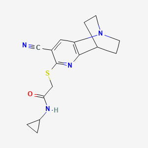 2-[(7-cyano-3,4-dihydro-2H-1,4-ethano-1,5-naphthyridin-6-yl)sulfanyl]-N-cyclopropylacetamide