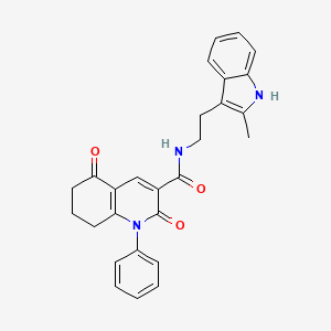 molecular formula C27H25N3O3 B11061932 N-[2-(2-methyl-1H-indol-3-yl)ethyl]-2,5-dioxo-1-phenyl-1,2,5,6,7,8-hexahydroquinoline-3-carboxamide 