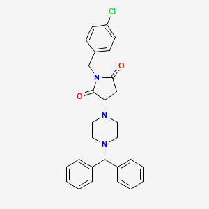 molecular formula C28H28ClN3O2 B11061948 1-(4-Chlorobenzyl)-3-[4-(diphenylmethyl)piperazin-1-yl]pyrrolidine-2,5-dione 