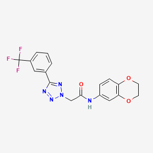 molecular formula C18H14F3N5O3 B11061971 N-(2,3-dihydro-1,4-benzodioxin-6-yl)-2-{5-[3-(trifluoromethyl)phenyl]-2H-tetrazol-2-yl}acetamide 