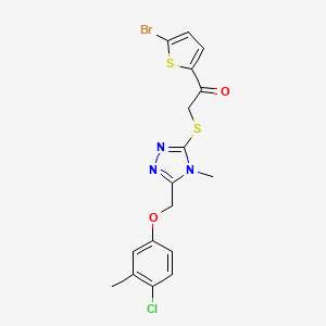 molecular formula C17H15BrClN3O2S2 B11061978 1-(5-bromothiophen-2-yl)-2-({5-[(4-chloro-3-methylphenoxy)methyl]-4-methyl-4H-1,2,4-triazol-3-yl}sulfanyl)ethanone 