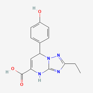 molecular formula C14H14N4O3 B11061986 2-Ethyl-7-(4-hydroxyphenyl)-4,7-dihydro[1,2,4]triazolo[1,5-a]pyrimidine-5-carboxylic acid 