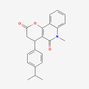 molecular formula C22H21NO3 B11062016 6-methyl-4-[4-(propan-2-yl)phenyl]-4,6-dihydro-2H-pyrano[3,2-c]quinoline-2,5(3H)-dione 