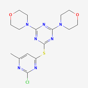 2-(2-Chloro-6-methyl-pyrimidin-4-ylsulfanyl)-4,6-di-morpholin-4-yl-[1,3,5]triazine