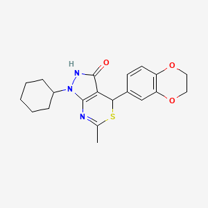 1-cyclohexyl-4-(2,3-dihydro-1,4-benzodioxin-6-yl)-6-methyl-1,4-dihydropyrazolo[3,4-d][1,3]thiazin-3(2H)-one