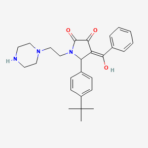 molecular formula C27H33N3O3 B11062055 5-(4-tert-butylphenyl)-3-hydroxy-4-(phenylcarbonyl)-1-[2-(piperazin-1-yl)ethyl]-1,5-dihydro-2H-pyrrol-2-one 