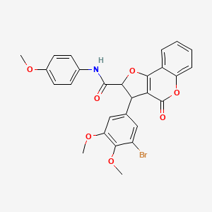 molecular formula C27H22BrNO7 B11062080 3-(3-bromo-4,5-dimethoxyphenyl)-N-(4-methoxyphenyl)-4-oxo-2,3-dihydro-4H-furo[3,2-c]chromene-2-carboxamide 